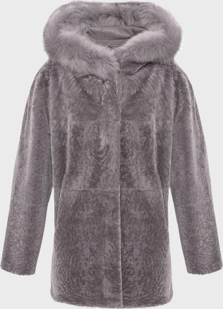 Gorski Reversible Textured Lamb Shearling Parka With Merinillo Lamb Shearling Trim