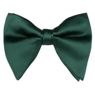 Alizeal Mens Pre-Tied Bow Tie Satin Classic Solid Color for Wedding Party Formal Tuxedo Oversize Bow Tie, Dark Green-01