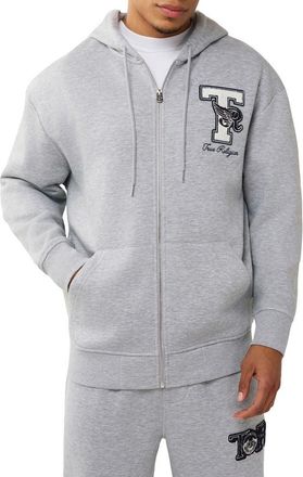 True Religion World Tour Champs Zip Front Hoodie in Heather Grey at Nordstrom, Size Xxx-Large