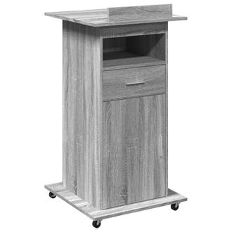Berkfield Home Lectern with Wheels & Drawer Grey Sonoma 55x55x107 cm Engineered Wood | Size: 55 x 55 x 107 cm