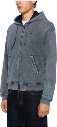 Emporio Armani Hoodies & sweatvesten, Heren, Blauw, XL, Zip-Up Hoodie