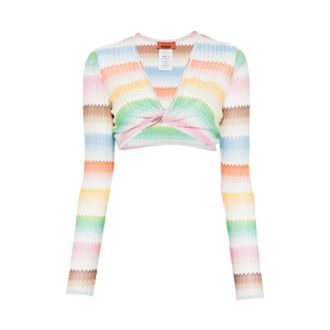 Missoni Knot-front Crop Top - female - Missoni - Long Sleeve T-Shirts - Multicolor - S - Tops