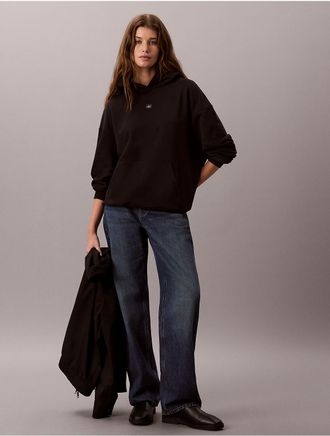 Calvin Klein Jeans Calvin Klein Womens Woven Monologo Relaxed Hoodie - Black - XL
