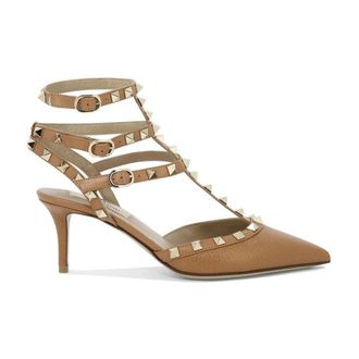 Valentino Garavani Schoenen, Dames, Bruin, 36 1/2 EU, Leer, Rockstud Pumps