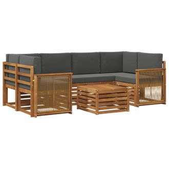 vidaXL Conjunto De Sof&aacute;s De Exterior 7 Pcs Natural Y Antracita Vidaxl