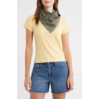 Treasure & Bond Floral Embroidered Square Bandana in Sage- Olive Flowers at Nordstrom