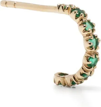 Pascale Monvoisin 9K Yellow Gold Emerald Single Hoop Earring - Womens - 9kt Yellow Gold