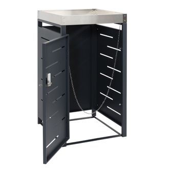 Hhg Hhg - Cubo De Basura De 1 Pieza 042b, Cubo De Basura, Jardinera Combinaci&oacute;n Acero Inoxidable-metal 24kg 110x60x62cm Extensible