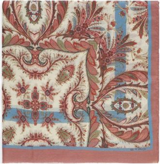 Etro Accessoires, Dames, Veelkleurig, ONE Size, Wol, Wollen en Kasjmier Sjaal met Geplaatste Print