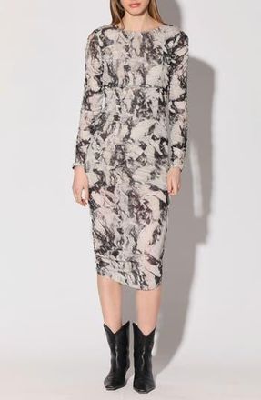 Walter Baker Josey Marble Long Sleeve Sheath Dress in Tuscan Marble at Nordstrom Rack, Size Medium
