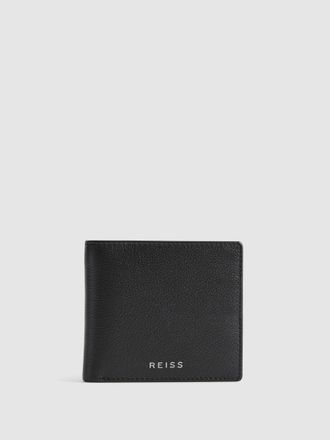 Reiss Cabot Black Leather Wallet Plain, 8x10x1cm