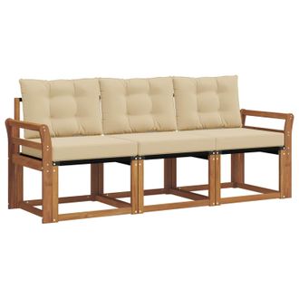 vidaXL Conjunto De Sof&aacute;s De Exterior Con Coj&iacute;n 3 Pcs Natural Y Beige Vidaxl