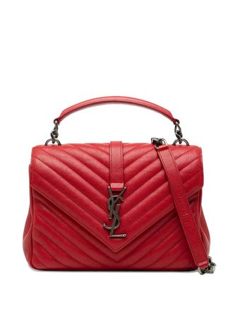 Saint Laurent 2017 Medium Quilted Chevron Sheepskin College satchel - Red