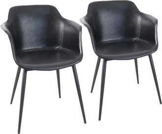 Oviala Conjunto de 2 sillones industriales de acero y tela negra