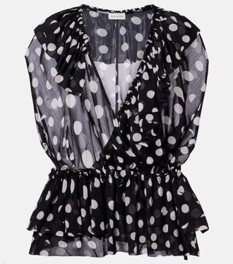 Dries Van Noten Polka-dot ruffled top
