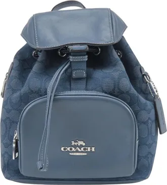 Coach Navy Canvas Leather Backpack (Pre-Owned)