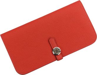 Herm&egrave;s Red Color Long Wallet (Bi-Fold) (Pre-Owned)