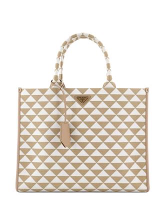 Prada Symbole Shopper Jacquard Large tote bag - Neutrals