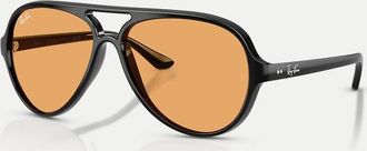 Ray-Ban Cats 5000 - Occhiali da sole pilot classici neri con lenti arancioni-Nero