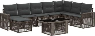 vidaXL Conjunto De Sof&aacute;s De Jard&iacute;n 9 Uds. Gris Y Gris Oscuro Vidaxl