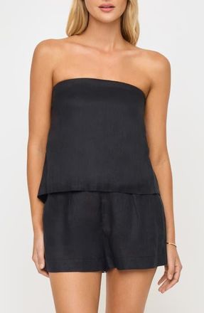 L*Space Tessa Strapless Linen Cover-Up Top in Black at Nordstrom, Size X-Small