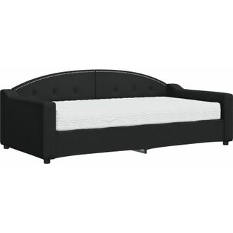 vidaXL Sof&aacute; Cama Con Colch&oacute;n Tela Negro 90x190 Cm Vidaxl
