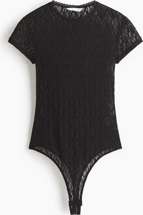 H&M Stringbody aus Jersey im Spitzenlook - Schwarz