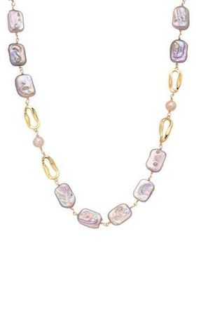 Eye Candy Los Angeles Samantha Mother-of-Pearl & Faux Pearl Station Necklace in Gold at Nordstrom Rack