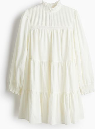 H&M Baumwollkleid mit Volants - White