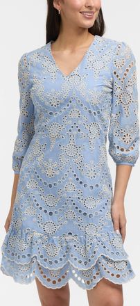 Ellen Tracy Womens Embroidered Eyelet V-Neck Dress