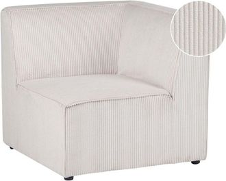 Beliani Corner Section Right Beige Corduroy 1-Seat Jumbo Cord Left Hand Sofa Module Modern Single-Seat LEMVIG