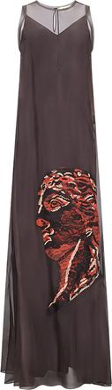 Fendi Maxi-jurk met borduurwerk en doorzichtig vlak - Bruin
