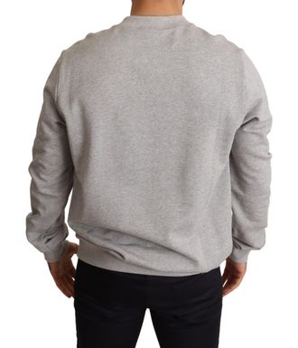 Dolce & Gabbana Mens Gray Crown King Print Cotton Sweater Clothing