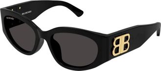 Balenciaga Rechthoekige zonnebril in zwart en grijs - Dames - Zonnebrillen - Zwart - 55 MM - Accessoires