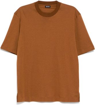 Tシャツ・カットソー ERMENEGILDO ZEGNA Men T Shirts RUFC25A9 C10 272 Brown Zegna Beige Cotton T-Shirt - Brown - Men | RUFC25A9C10272