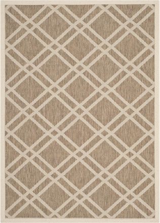 Safavieh Alfombra enrejado de polipropileno marr&oacute;n/blanco, 122 x 170 cm