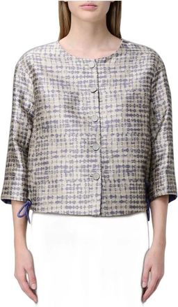 Emporio Armani Jacquard Jas met Geometrisch Motief - Dames - Jassen - Beige - Maat: XS Katoen