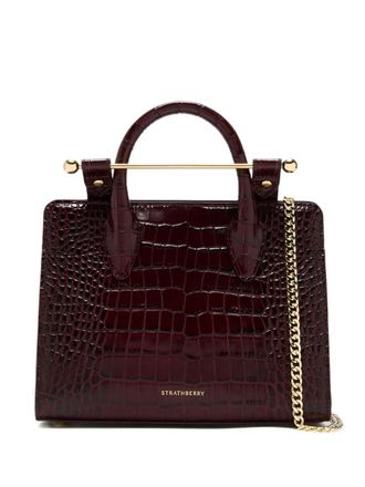 Strathberry small crocodile-embossed top-handle tote bag - women - Microfibre/Calf Leather - OS - Red