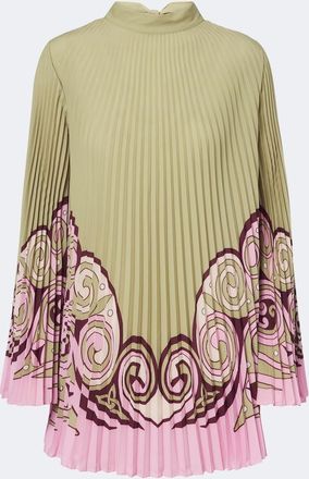 La DoubleJ Kells Swirl pliss&eacute; cr&ecirc;pe de chine minidress
