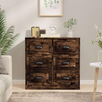 vidaXL Aparador De Madera Contrachapada Roble Ahumado 70x35,5x67,5 Cm Vidaxl