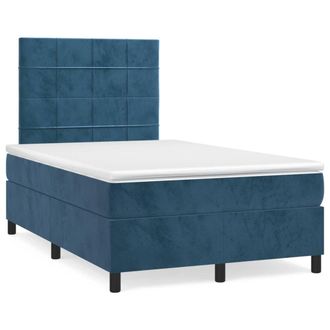 vidaXL Cama Box Spring Con Colch&oacute;n Terciopelo Azul Oscuro 120x190 Cm Vidaxl