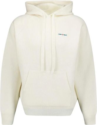 Casablanca Geribbelde gebreide hoodie in wit - Dames - Hoodies - Wit - M - Wol - Hoodies & sweatvesten