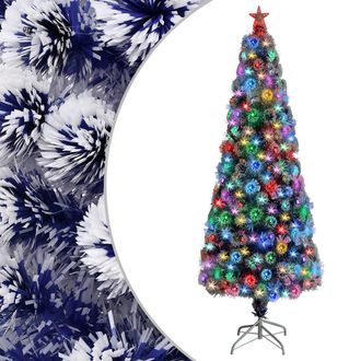 vidaXL &Aacute;rbol De Navidad Con Luces Fibra &Oacute;ptica Blanco Y Azul 210 Cm Vidaxl