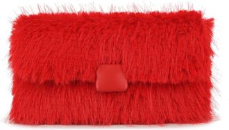 Generic Plush Faux Fur Decorative Soft Shaggy Clutch Bag, Wedding Party Prom Handbags (Red)