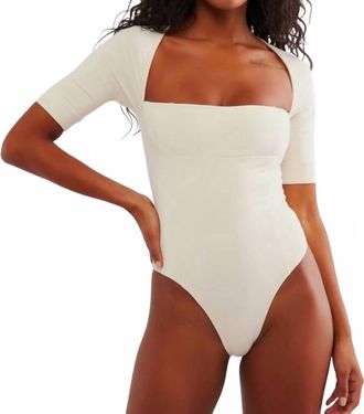 Free People Everly Square Neck Bodysuit In Tofu