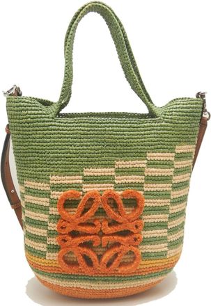 Loewe Beige Khaki Raffia Leather Tote Bag (Pre-Owned)
