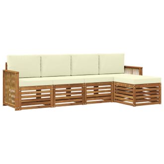 vidaXL Conjunto De Sof&aacute;s De Exterior Con Coj&iacute;n 5 Pcs Natural Y Crema Vidaxl