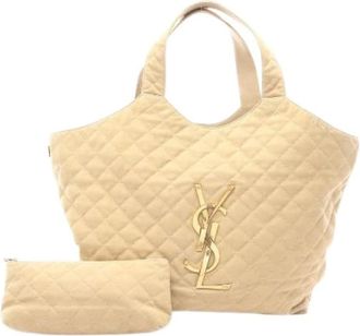 Saint Laurent Pre-owned Icare Maxi Tote Bag - Dames - Vintage Shopper - Beige - ONE Size - Leer - Vintage