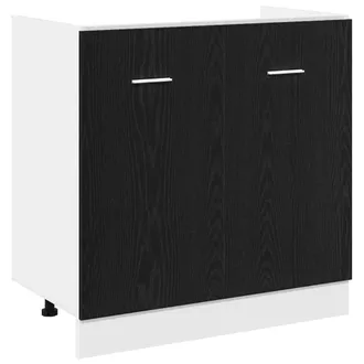 vidaXL Mobile Sotto Lavello Rovere Nero 80x46x81,5 Cm Legno Ingegnerizzato Vidaxl