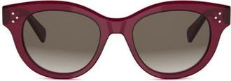 Celine 3 Dots 51mm Round Sunglasses in Shiny Bordeaux /Brown at Nordstrom